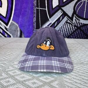 Warner Bros. Studio Store Vintage Daffy Duck Embroidered Hat Blue‎ Checkered